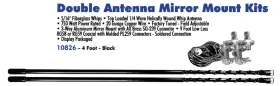 10826 Aries Dual 4ft Universal Antenna Mirror Mount Kit Black 750 Watt Brand New