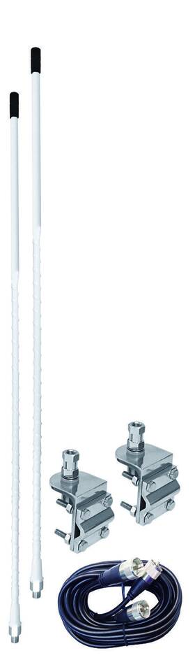 Aumm22-w Au - 2ft White Dual Mirror Mount Cb Antenna Kit