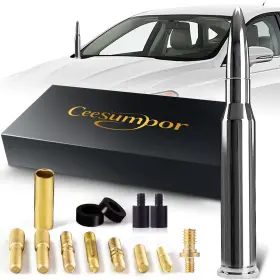 Ceesumpor 739229992277 7.8in Chrome Bullet Antenna 50 Cal For Truck Car Replacem