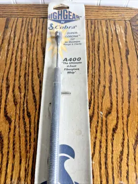 A400 Cobra Highgear By Super Corona Tip 4-ft Fiberglass Whip Cb Antenna #3 A400 Cobra Highgear By Super Corona Tip 4-ft Fiberglass Whip Cb Antenna #3