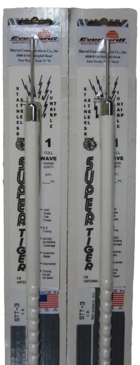 Stt3-w Everhardt 693031609429 2 Lot Cb Radio 3 Ft Fiberglass Tuneable Antenna 1000 Watt-white