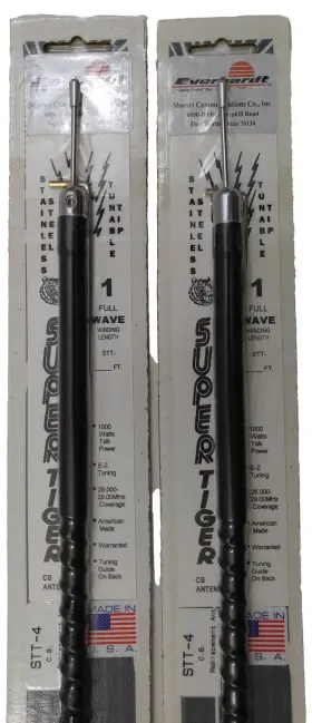 Stt4-b Everhardt 693031609443 2 Lot Cb Radio 4 Ft Fiberglass Tuneable Antenna 1000 Watt-black