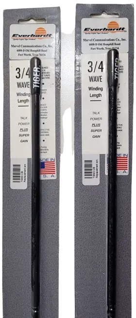 Tsm3-b Everhardt 693031609627 2 Lot Cb Fiberglass 3 Ft Antenna Inch Super Flex 3/4 Wave - Black