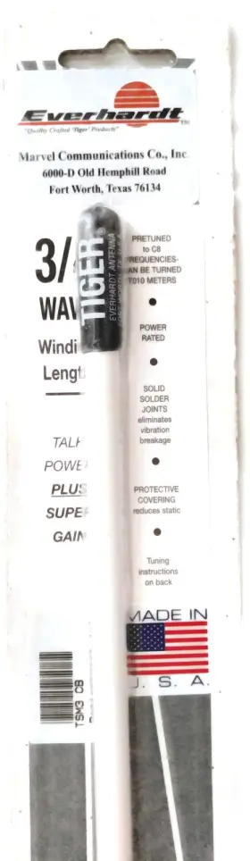 Tsm3-w Everhardt 693031609696 Cb Radio Fiberglass 3 Ft Antenna Inch Super Flex 3/4 Wave - White