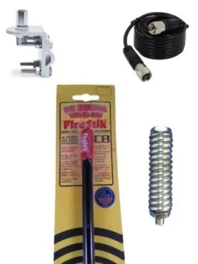 Kw4b Firestik 655222920195 Kw4 B 4ft Black Cb Antenna 18ft Dual Coax Brackets And Stud Kit