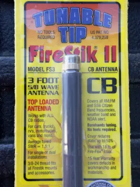 Fs3-b Firestik Ii 3ft Black 5/8 Wavelength Tuneable Tip Cb Antenna Fs3-b Firestik Ii 3ft Black 5/8 Wavelength Tuneable Tip Cb Antenna