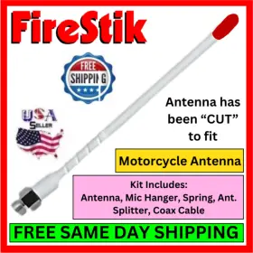 Mck-4 Firestik Cb Antenna For Motorcycle 4ft Cb/am/fm Ss Whip With Spring Radio Kit