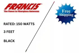 Cb-22b Francis Cb-22 Bl - 3 Foot Black Fiberglass Cb Radio Antenna 100 Watts Cb22b Cb-22b Francis Cb-22 Bl - 3 Foot Black Fiberglass Cb Radio Antenna 100 Watts Cb22b