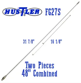 Fg-27s Hustler Fg27s 4 Foot Low-profile Stainless Steel Center Load Cb Antenna New