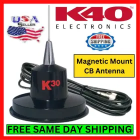 K40 045464818747 Cb Antenna Magnetic Base For Radio Stainless Steel Whip K-30 27 Mhz 35 Inch Kit K40 045464818747 Cb Antenna Magnetic Base For Radio Stainless Steel Whip K-30 27 Mhz 35 Inch Kit