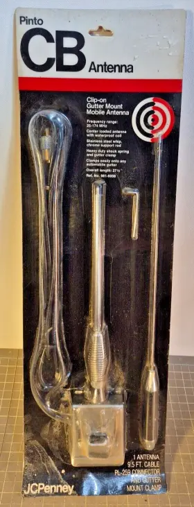 981-6008 Pinto Nos Vintage Cb Radio Antenna With Gutter Mount Clamp Car Truck Japan Unopened 981-6008 Pinto Nos Vintage Cb Radio Antenna With Gutter Mount Clamp Car Truck Japan Unopened