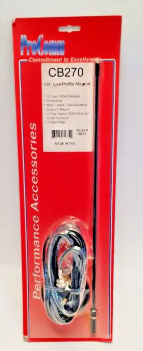 Cb270 Procomm 734139716722 15 Inch Low Profile Fiberglass Magnet Mount Cb Antenna 75 Watt Rated
