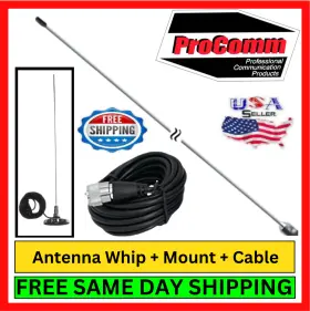Cd144m Procomm 2 Meter Mag Mount Cb Antenna For Amateur Radio Stainless Steel