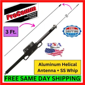 Ch58-bk Procomm Ch58 3500w Cb Antenna Helical Stainless Steel Whip Radio Black 10 Meter