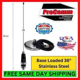 Jbc112-3600 Procomm Cb Antenna Magnet Mount 27mhz Base Loaded Chrome Made In Usa