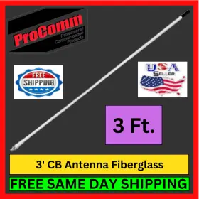 Jbc300w Procomm Cb Antenna Fiberglass Whip Ham Radio 750 Watt 3ft 36 Inch White Pack