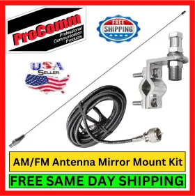 Jbc362h-fm Procomm Am/fm Antenna Mirror Mount Kit Ss Whip 31 Inch Coax Cable Set Usa