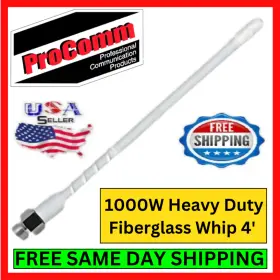 Jbc400-1w Procomm Heavy Duty Fiberglass Cb Antenna Radio Whip 4ft 1000w White Tip