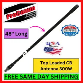 Sf4-bk Procomm Sf4b Super Flexible Cb Antenna Fiberglass Whip Radio Vehicle Base Mobile