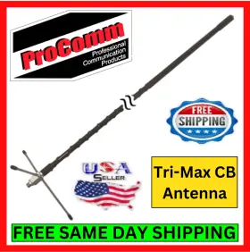 500w Procomm Tm4b 48 Inch Fiberglass Antenna Tri-star Radials Black Mobile Car Truck