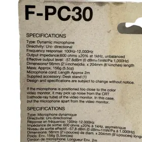 F-pc30 Sony Nib Professional Dynamic Pc Microphone With Stand Made In Japan #3