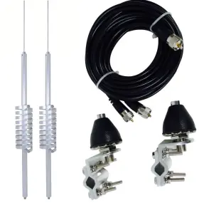 20000w Taurus Cb54 2x 25-30 Mhz Flat Coil Antennas Mirror Mount Co-phase Coax