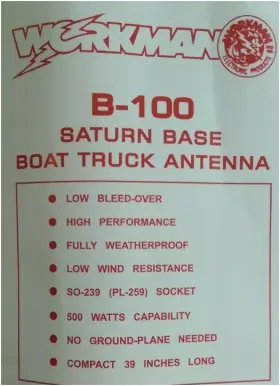 Saturnb100 Workman Saturn B100 500 Watts No Ground-plane Antenna Base Station Brand New #2 Saturnb100 Workman Saturn B100 500 Watts No Ground-plane Antenna Base Station Brand New #2