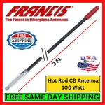 Francis CB22B 3' 100W Antenna 3/8-24 Truck/car/suv Radio Hot Rod Kit Black. Fixed Price $27.95.